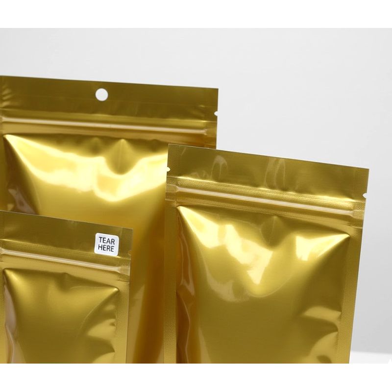 Custom Gold Mylar Packaging Bags Wholesale