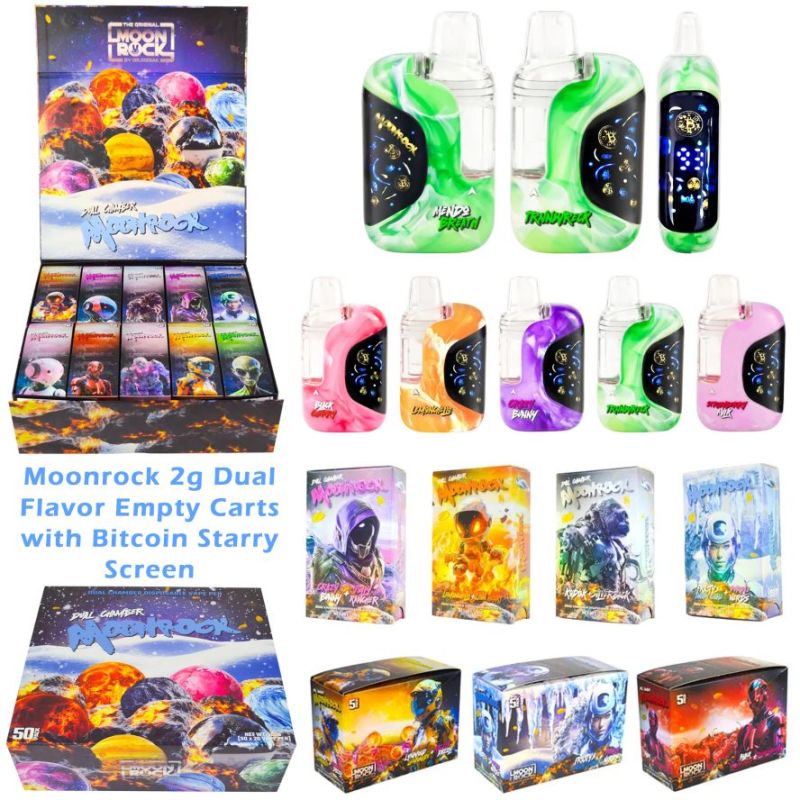 Moonrock 2g Dual Flavor Empty Carts with Bitcoin Starry Screen